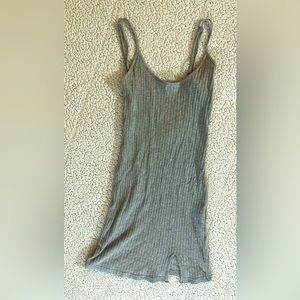 Grey Ribbed Mini Dress